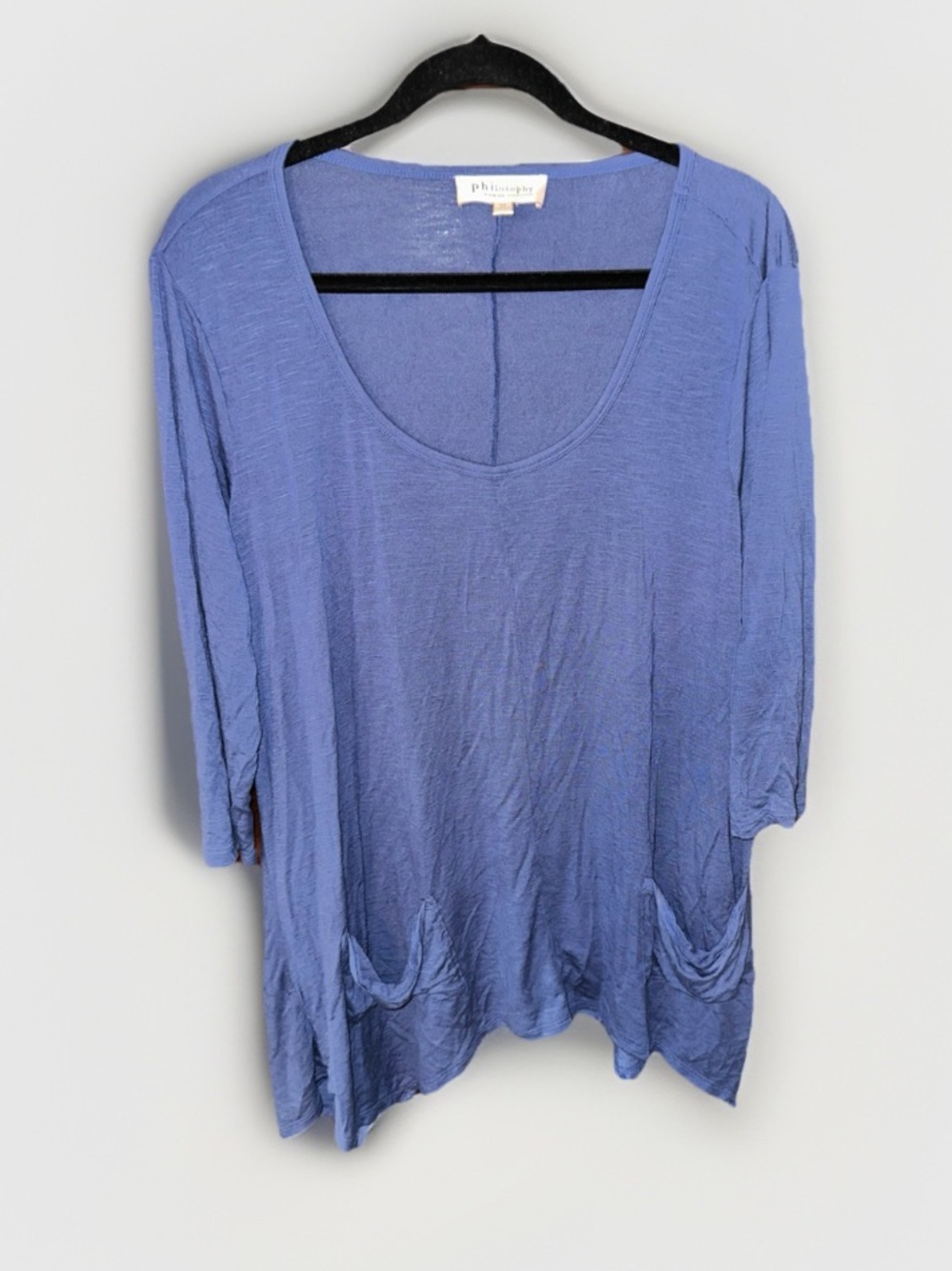 Philosophy Periwinkle Scoop-Neck Long Sleeve Top